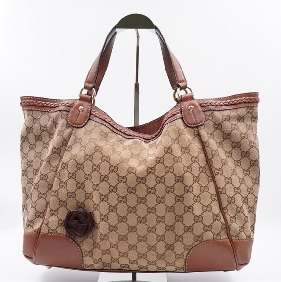 X32❤️Gucci GG Canvas and Leather Brick Lane Tote Gucci - Picture 1 of 15